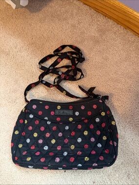 Vera Bradley Black Quilted Crossbody with Red, Yellow & White Polka Dots